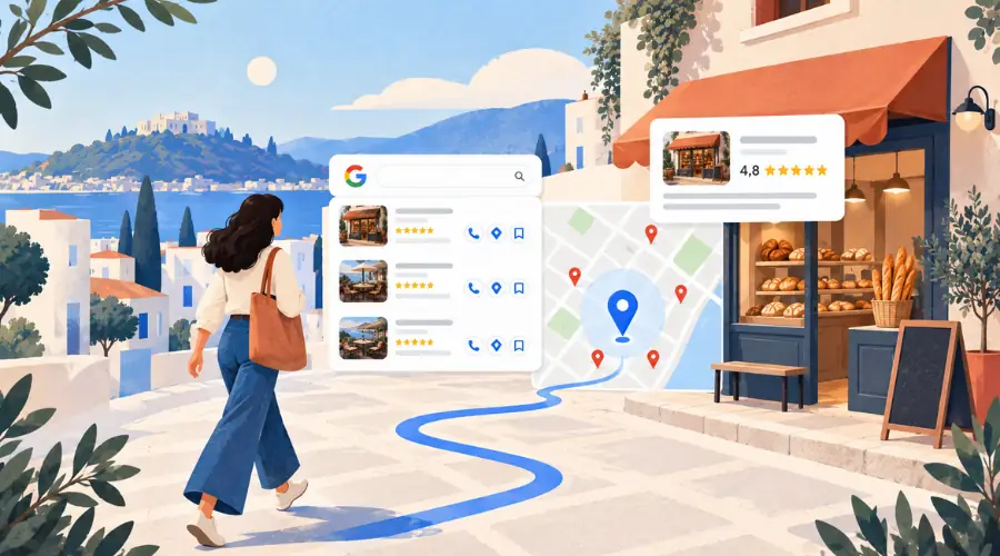 Customer finding a local business through Google Maps