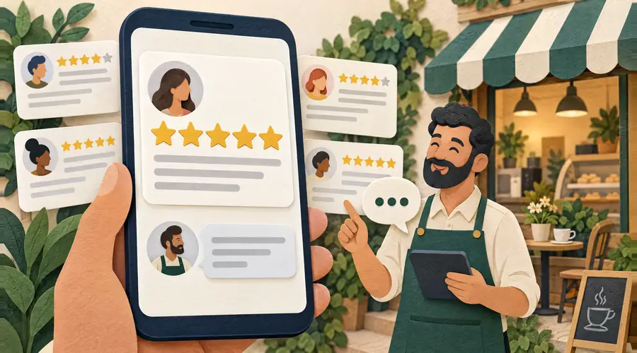 Google reviews and owner replies on a Google Business Profile