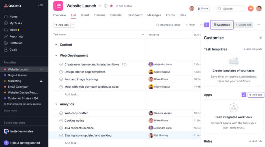 Asana Interface