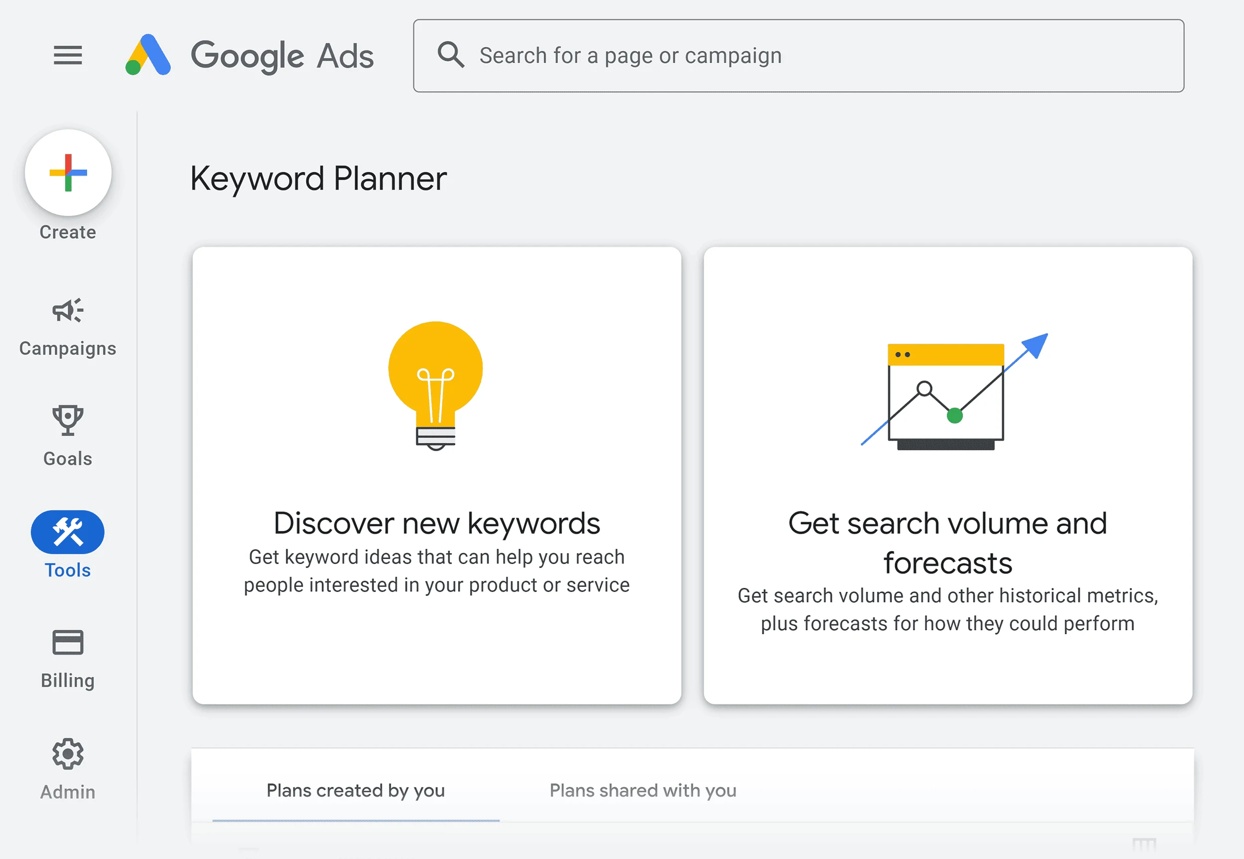 Google Keyword Planner Interface 